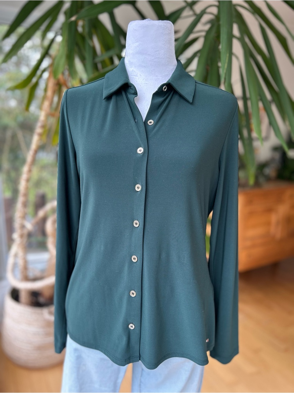 Tommy Hilfiger Deep Green Button-Down Blouse